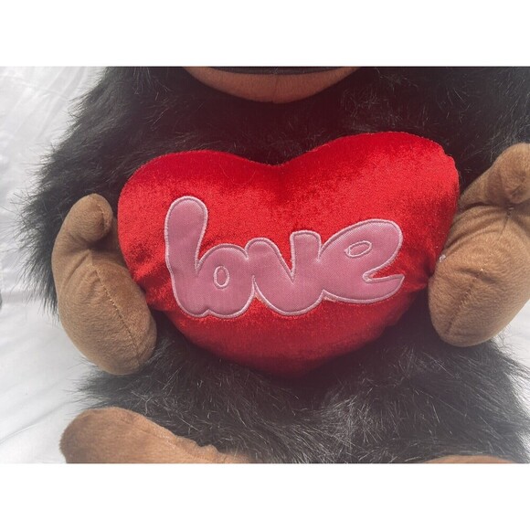 Vintage Hugfun Jumbo Black Gorilla Red Love Heart Plush Stuffed Animal 25” RARE - Picture 2 of 13